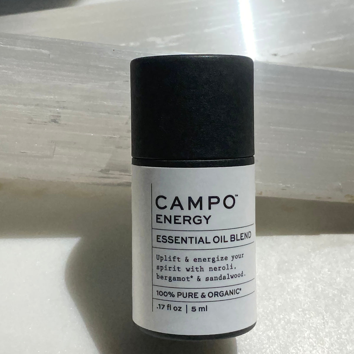 Campo Beauty ENERGY Blend 5 ml and 15 ml Essential Oil. Restores a sense of vitality and alertness. An uplifting blend of 100% pure essential oils with rich citrus notes of Italian Neroli Orange Blossom, Bergamot, Sweet Orange, and Bitter Orange with a hint of Australian Sandalwood. Feel the energy inside and out.