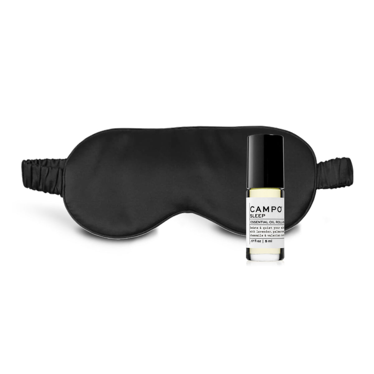 Campo Beauty Sleep Essential Oil Roll-on + Black Silk Sleep Mask. 