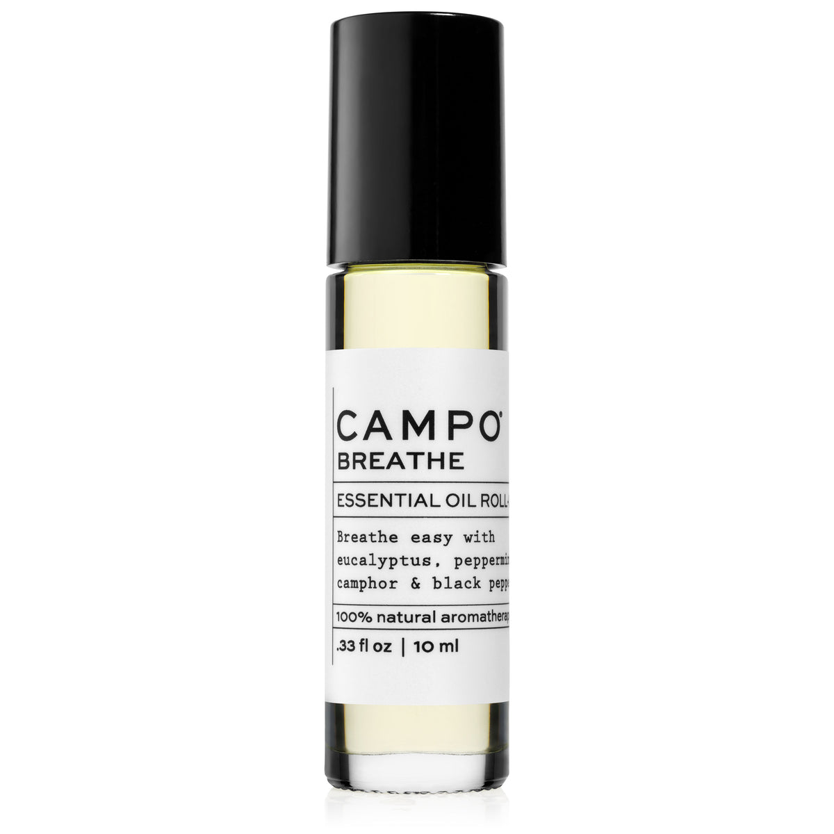 CAMPO Beauty 10 ml BREATHE Blend Essential Oil Roll-On. Breathe easy with this essential oil blend of eucalyptus, peppermint, camphor &amp; black pepper. Blended with 100% natural beauty carrier oils. Jet set and ready to roll. 