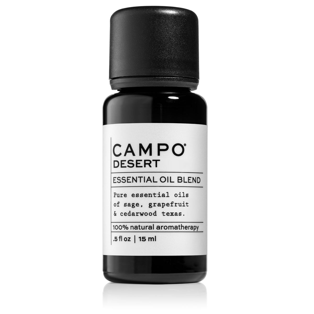 Campo Beauty DESERT Blend 15 ml Essential Oil. Escape to the desert with this 100% pure essential oil blend of grapefruit, sage, cedarwood texas, and cedarwood himalayan.