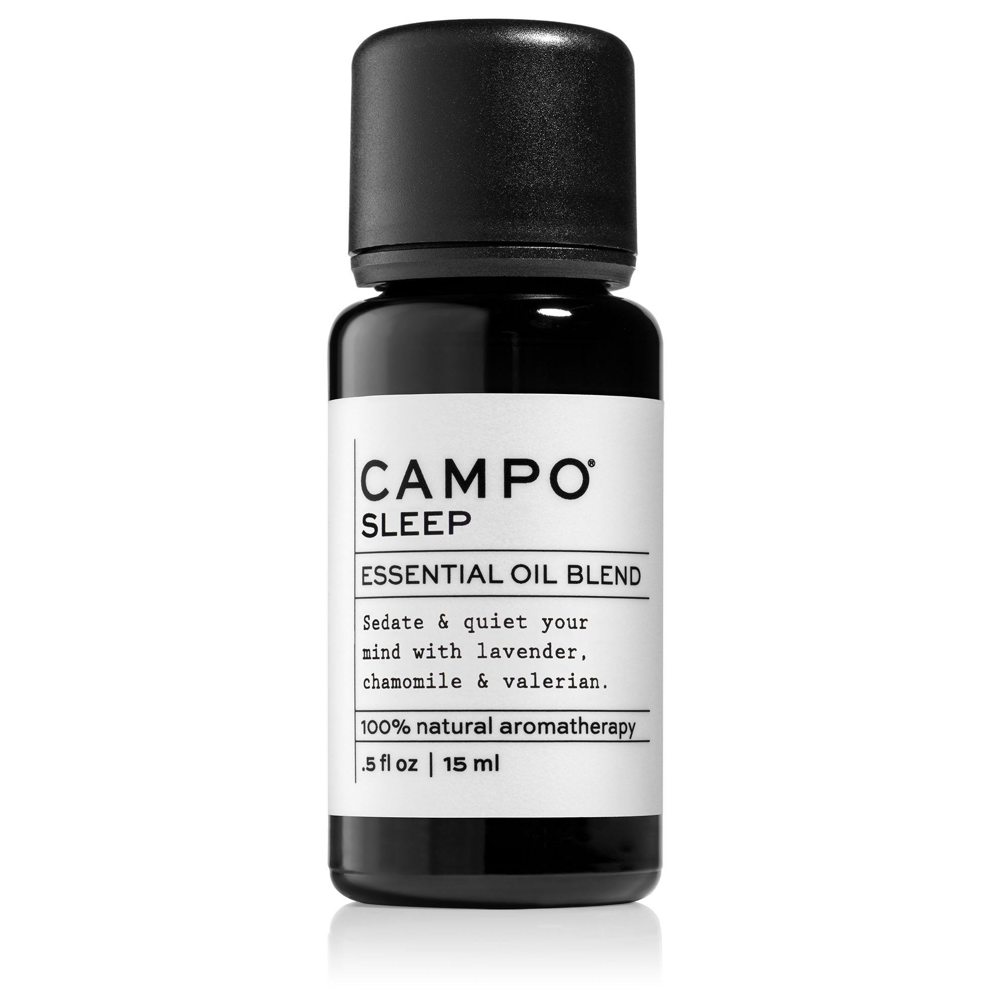 Campo Beauty SLEEP Blend 15 ml Essential Oil. Calm & quiet your mind naturally with this 100% pure essential oil blend of French Lavender, Wild Palmarosa, Roman Chamomile, and Valerian Root.