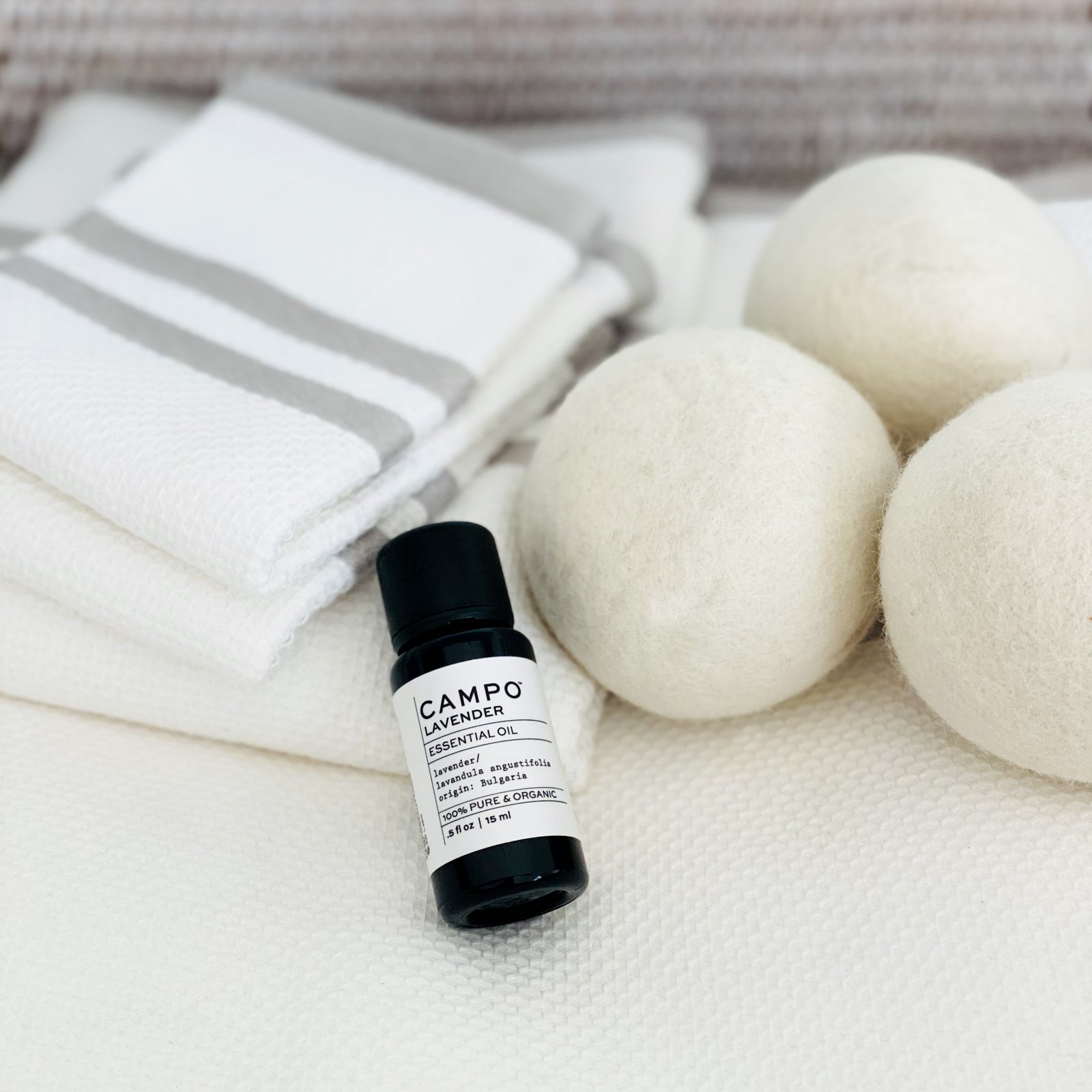 Inspired by French laundry. Reduce dry time & scent your laundry naturally with organic New Zealand wool dryer balls with pure organic Lavender Essential oil. Ditch the synthetic fabric softeners & dryer sheets for a 100% natural & sustainable alternative. Refresh, reduce & reuse.  Eco-friendly & chemical-free balls reduce dry time by up to 25%, help eliminate wrinkles, absorb static & save energy. They last for 1,000 loads. 