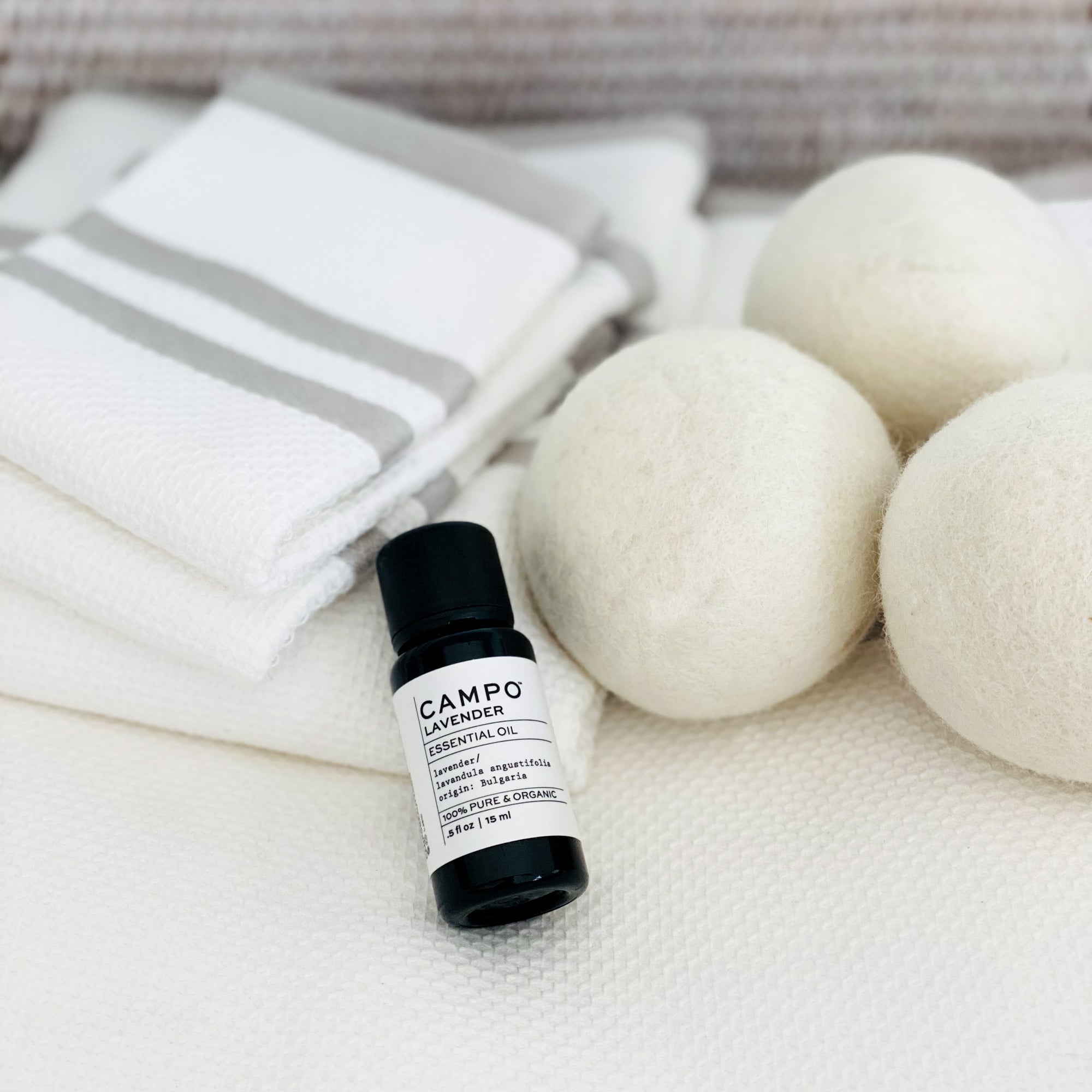 Inspired by French laundry. Reduce dry time & scent your laundry naturally with organic New Zealand wool dryer balls with pure organic Lavender Essential oil. Ditch the synthetic fabric softeners & dryer sheets for a 100% natural & sustainable alternative. Refresh, reduce & reuse.  Eco-friendly & chemical-free balls reduce dry time by up to 25%, help eliminate wrinkles, absorb static & save energy. They last for 1,000 loads. 