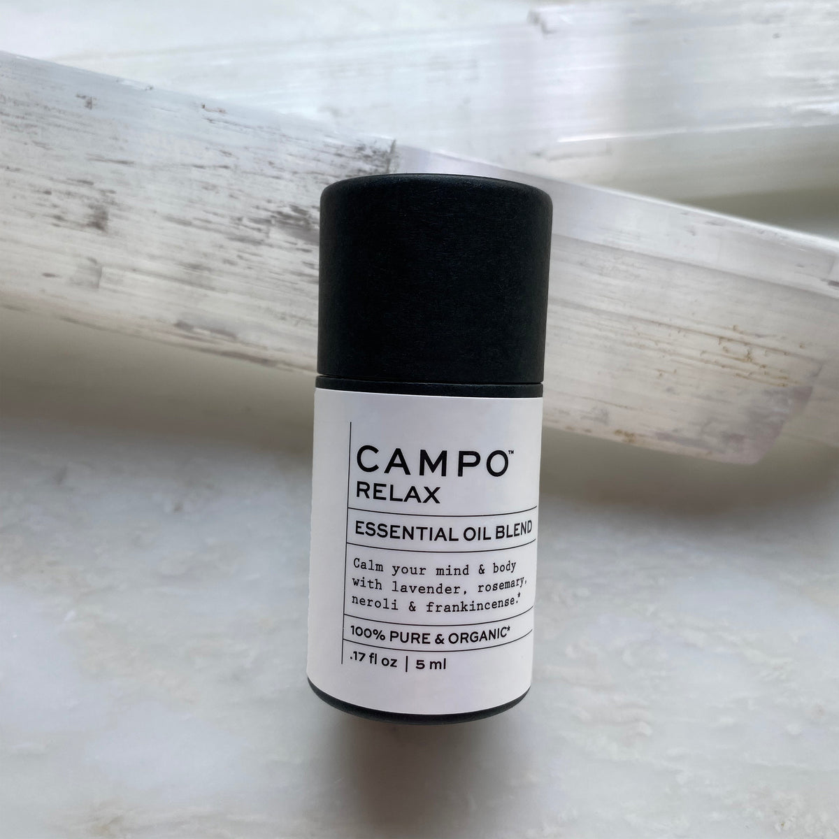 Campo Beauty RELAX Blend 5 ml Essential Oil. Dispels feelings of stress to promote deep relaxation. A calming blend of herbaceous floral notes of French Lavender, Rosemary, Frankincense, Italian Neroli Orange Blossom, Sweet Orange, and Bitter Orange.